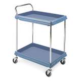 Deep Ledge 2-Shelf Utility Cart with Microban, Blue, 20" x 30" redirect to product page